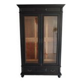 Old 2-door bookcase with black patina