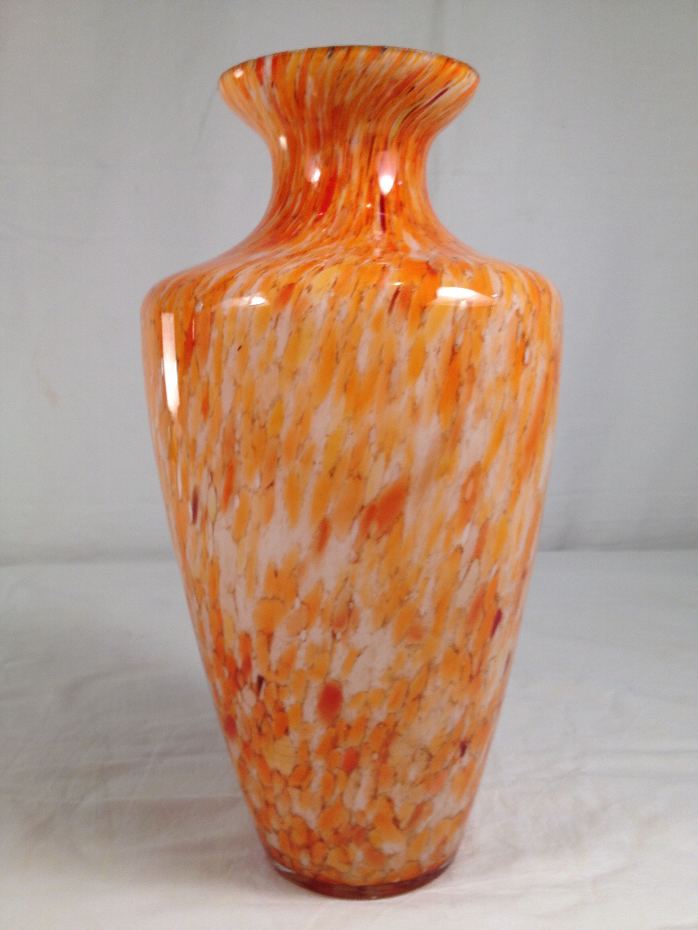 Orange multicolored glass vase, 70s