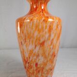 Orange multicolored glass vase, 70s