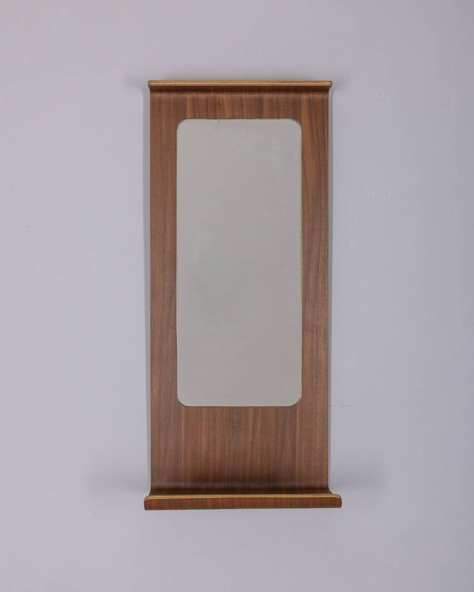 VINTAGE 1960S WALL MIRROR IN TEAK WITH DESIGN BY CAMPO E GRAFFI