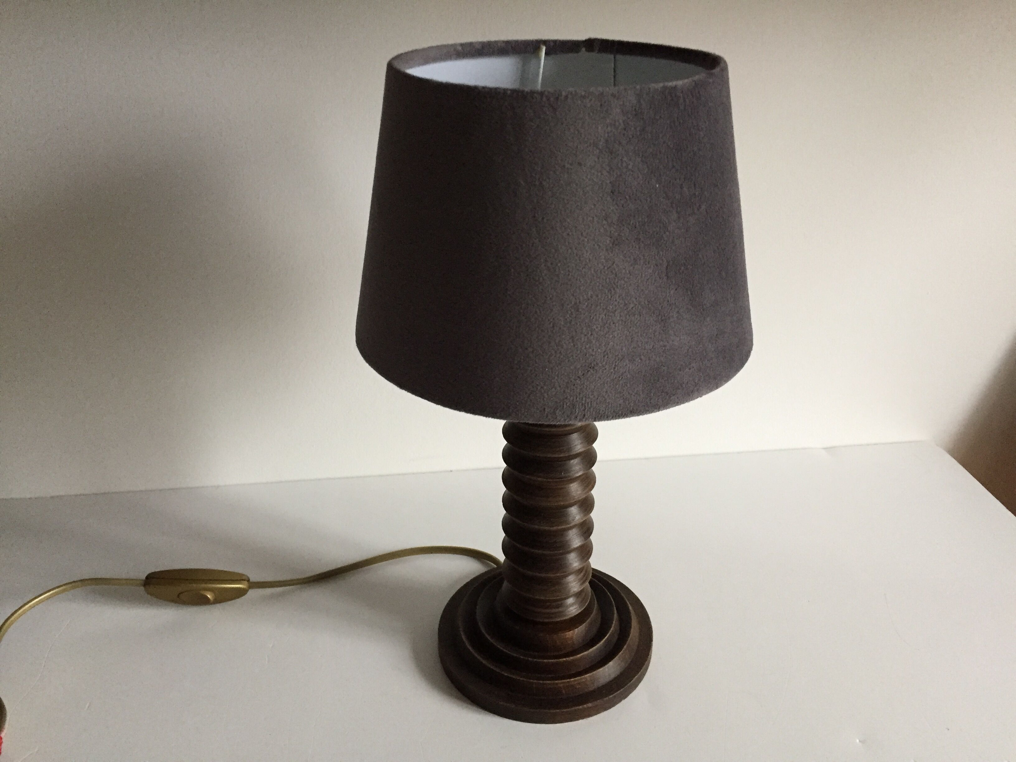 Vintage wood geometric lamp