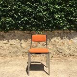 Set 3 chrome steel chairs - 1 70's stool