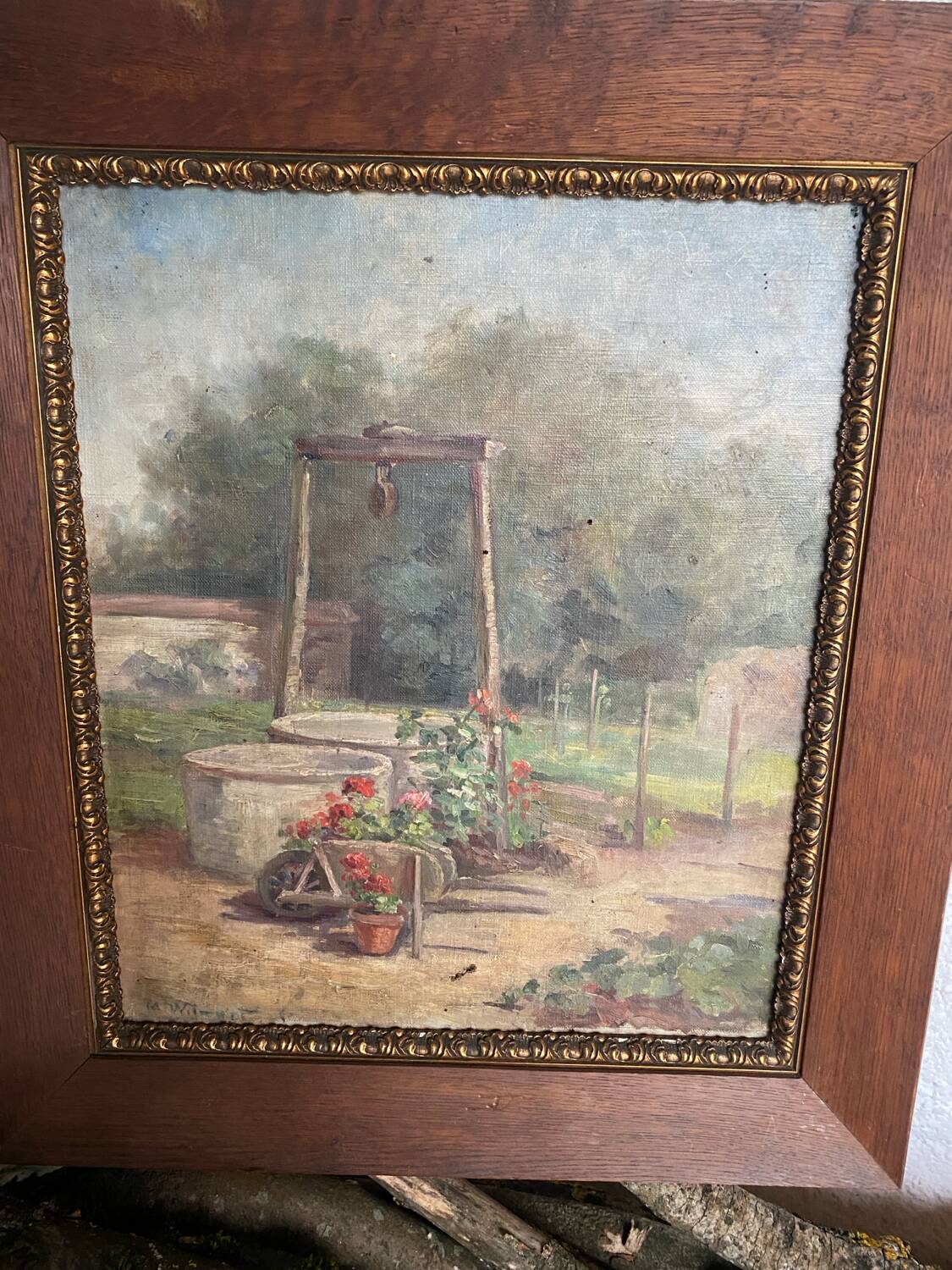 Oil on canvas signed old “Jardin”