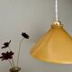 Suspension lampshade in yellow and white opaline