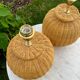 Paire de lampe en rotin clair vintage 1970