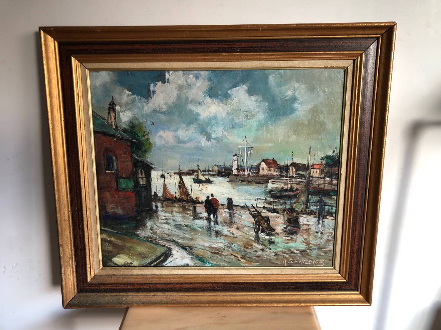 Oil painting port of Honfleur