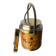 Lucite burl wood & brass ice bucket with tongs, Italy, 1970
