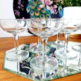 Lot of 6 champagne glasses in chiseled glass