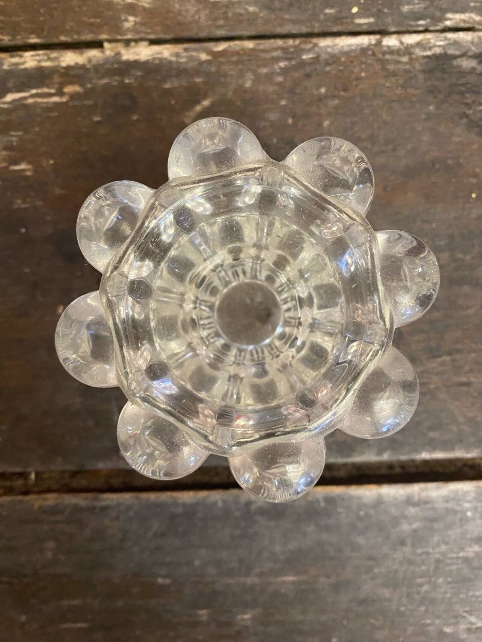 Set of 4 Vintage Glass Moulded Candle Holders 1970s France