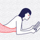 Illustration Naiade No. 4/8  Le Croisic me Bretagne liseuse, livre, bleu, rouge