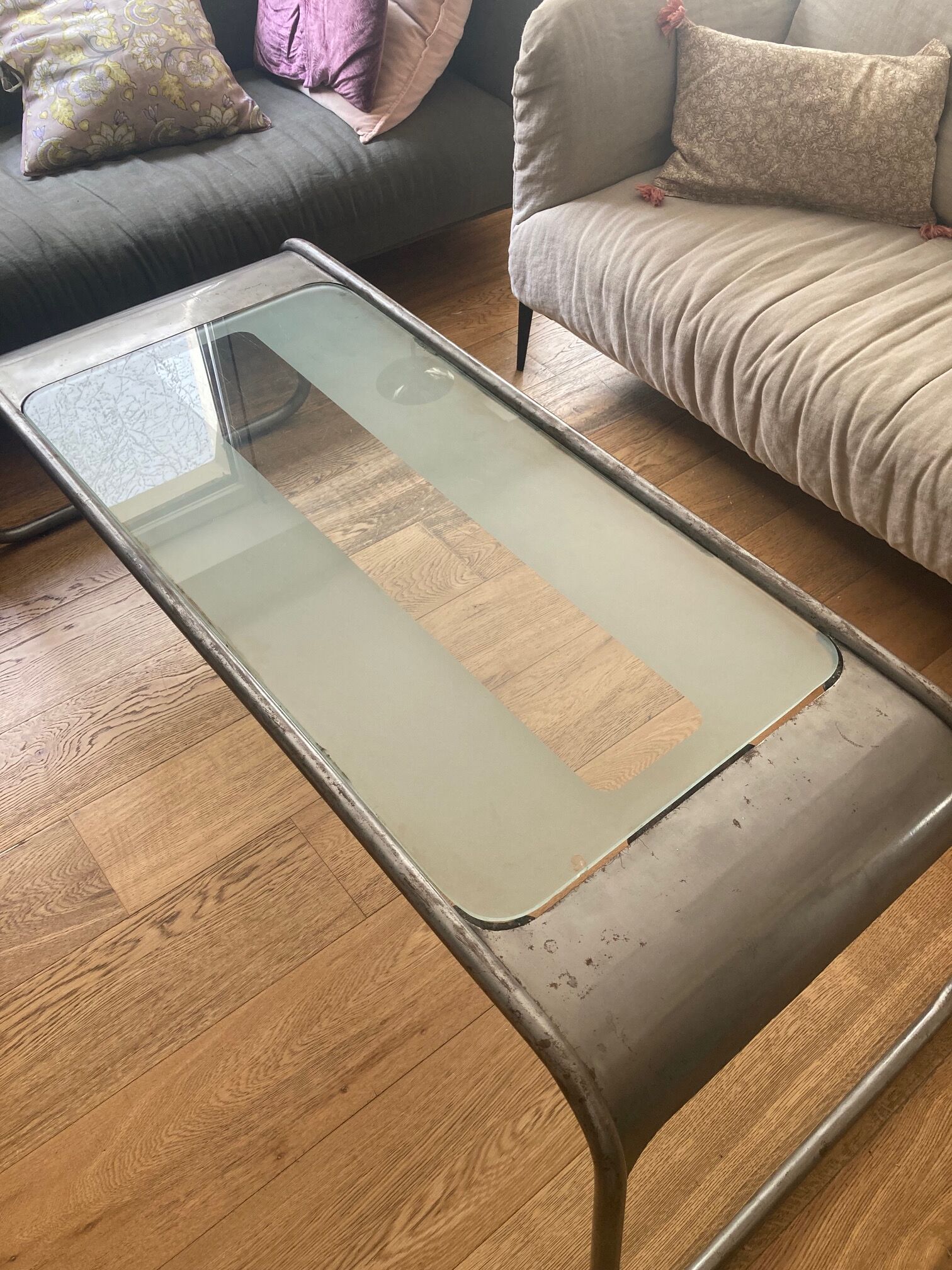 Metal and glass coffee table