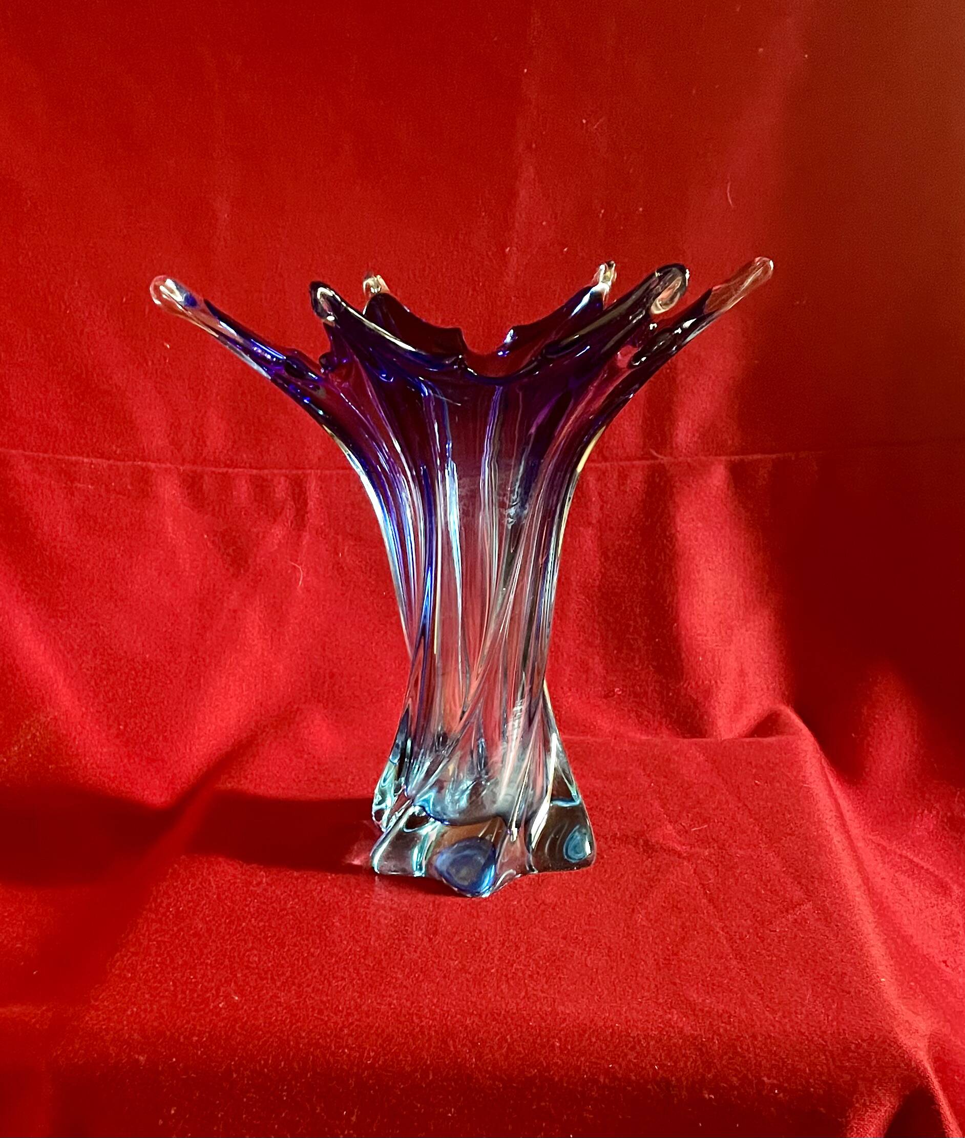 Large Murano vase, blown glass, cobalt blue