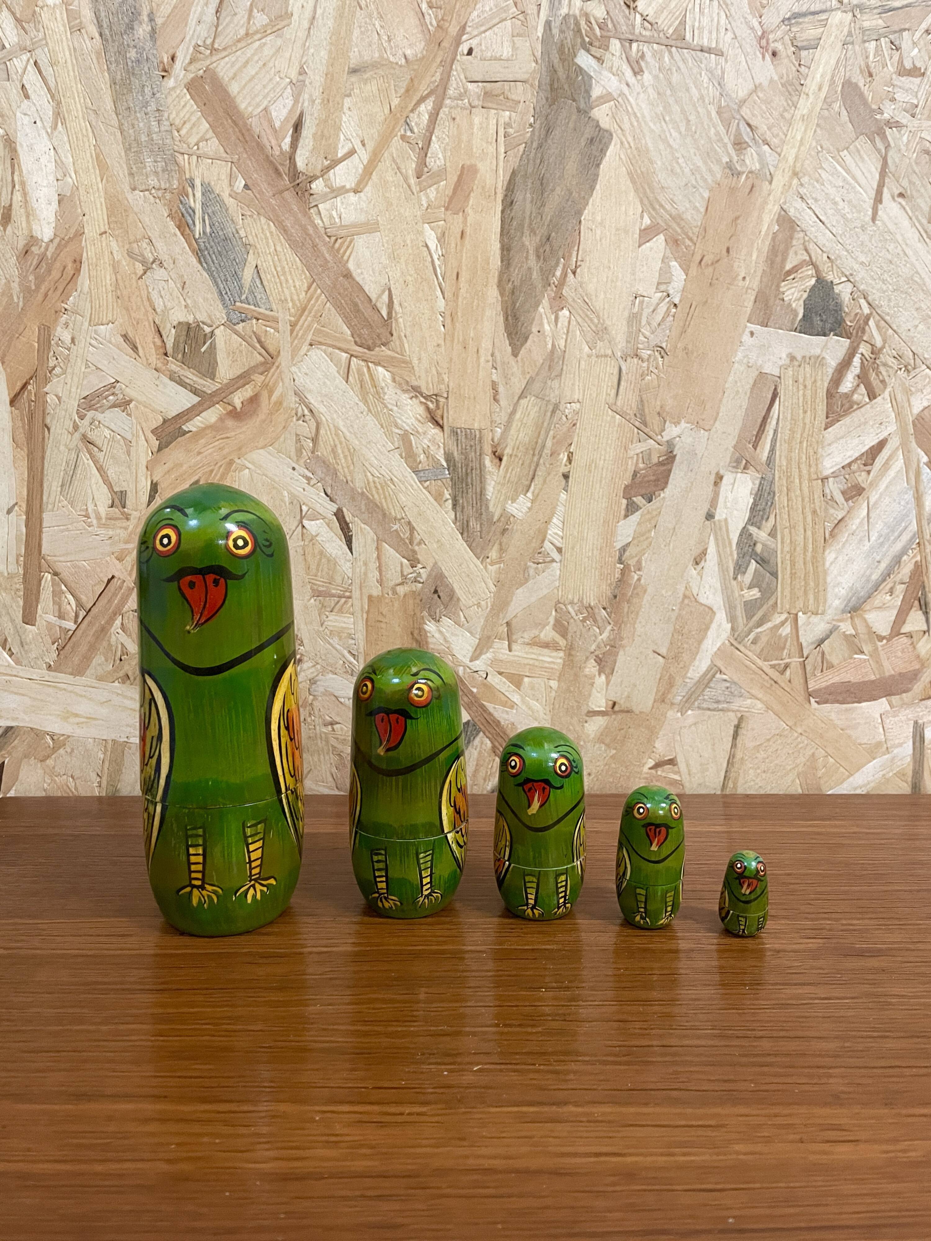 Matriochka perroquet vintage - 5 pièces