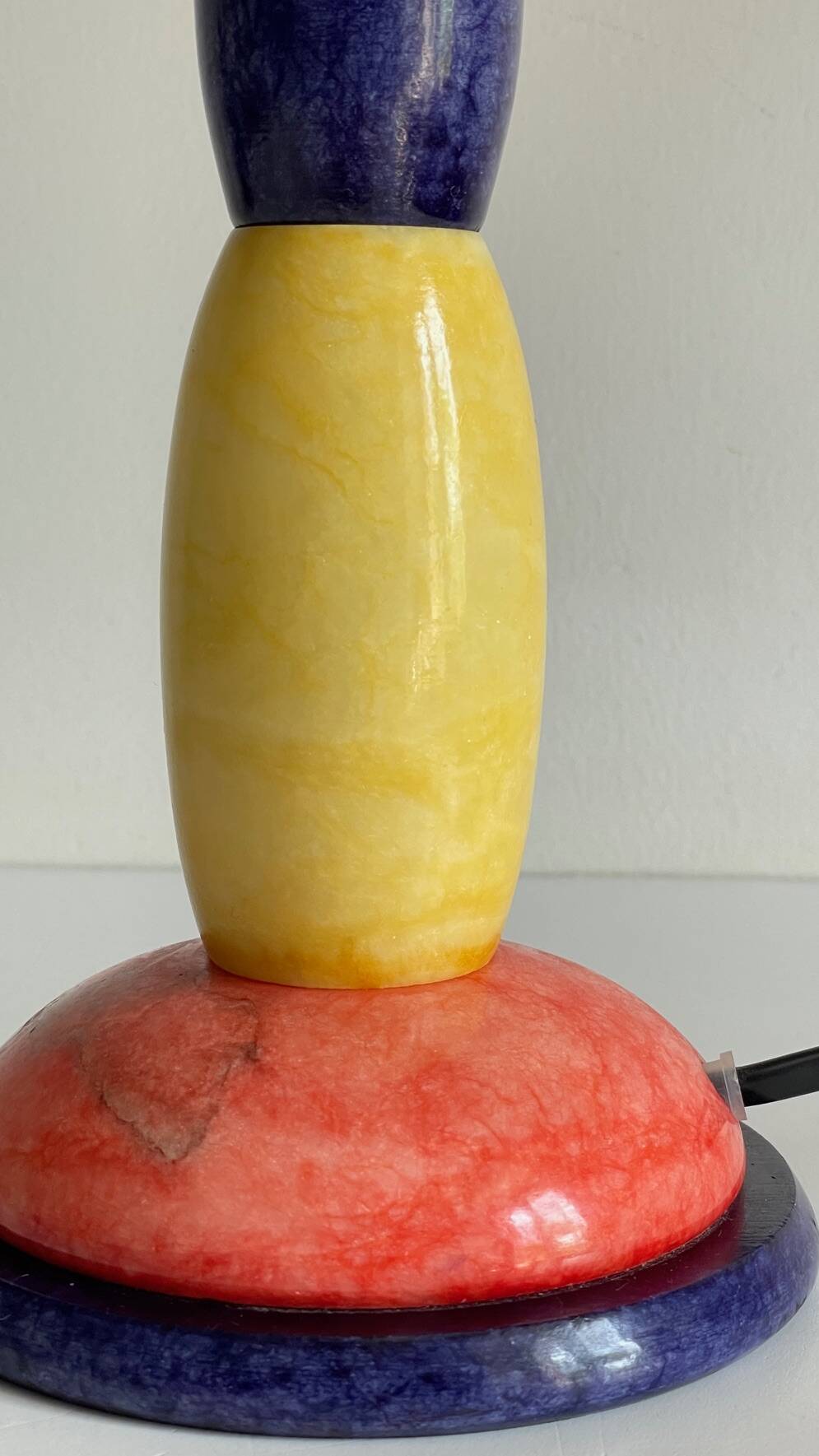 ALABASTER STONE LAMP Blue, Yellow and Red 80s