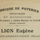Sandstone ball vase by Eugène Lion