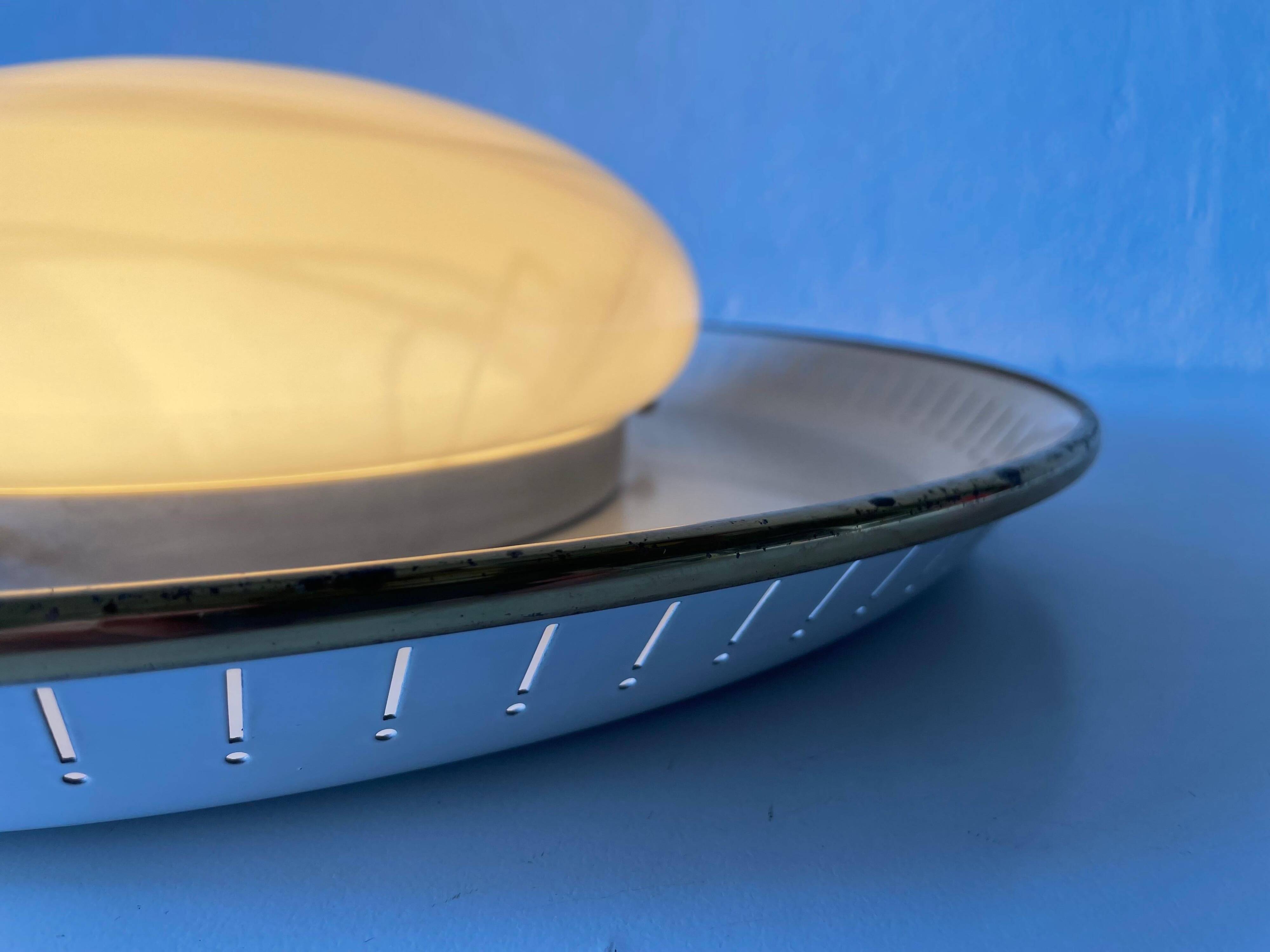 Brass disc and glass clip lamp from the mid-century by Hillebrand, 1950s, Germany.