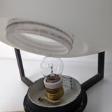 Minimalist Cube Table Lamp Black Metal Opal Glass Geometric European 1970s