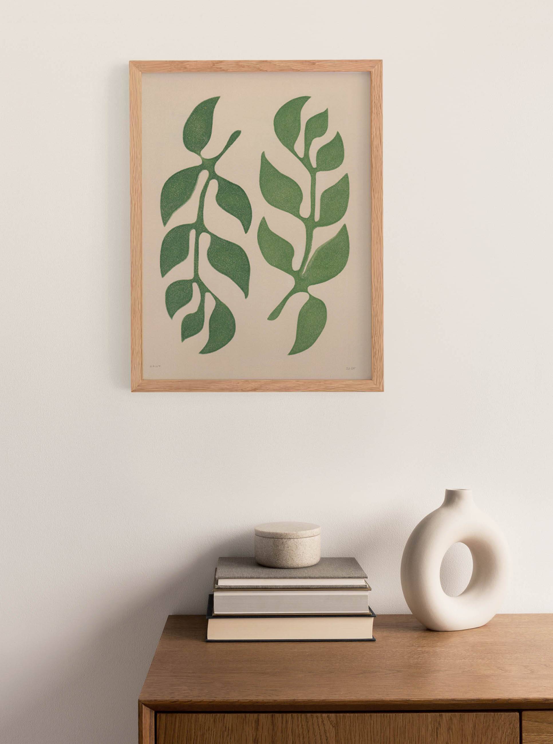 Painting 30x40cm green foliage painting signed Eawy