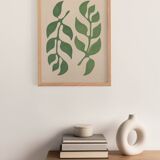 Painting 30x40cm green foliage painting signed Eawy