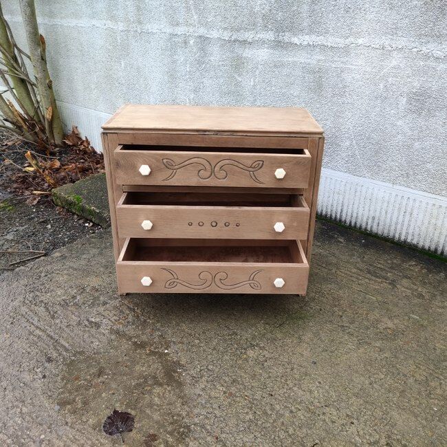 Commode art déco en bois naturel
