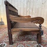 Grand banc de jardin Indonésien en noix sculpté