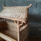 Wall shelf or to be placed in unique Japanese style rattan vintage pagoda