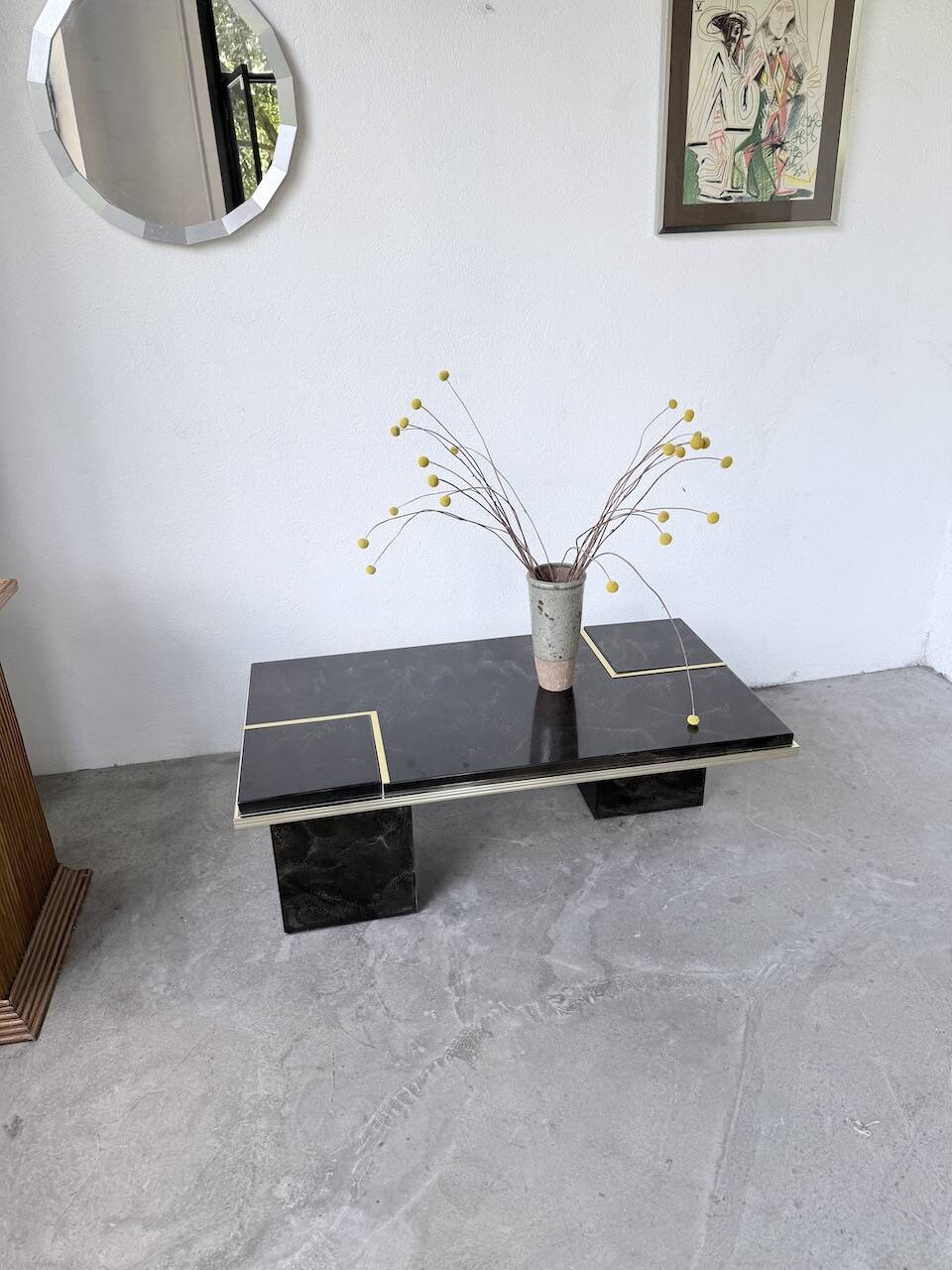 "Rizzo" lacquered and brass coffee-bar table from the 1970s.