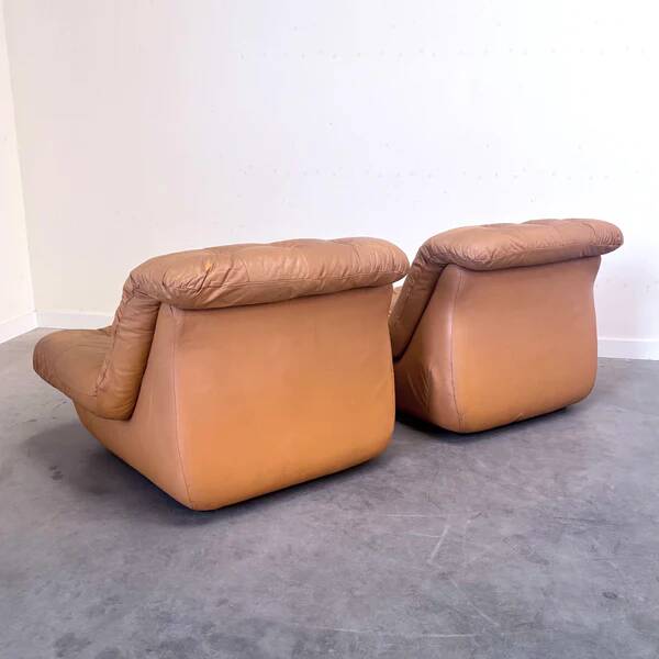 Ensemble de fauteuils en cuir vintage, années 1970