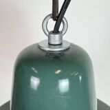Large Industrial Petrol Enamel Factory Pendant Lamp, 1960s