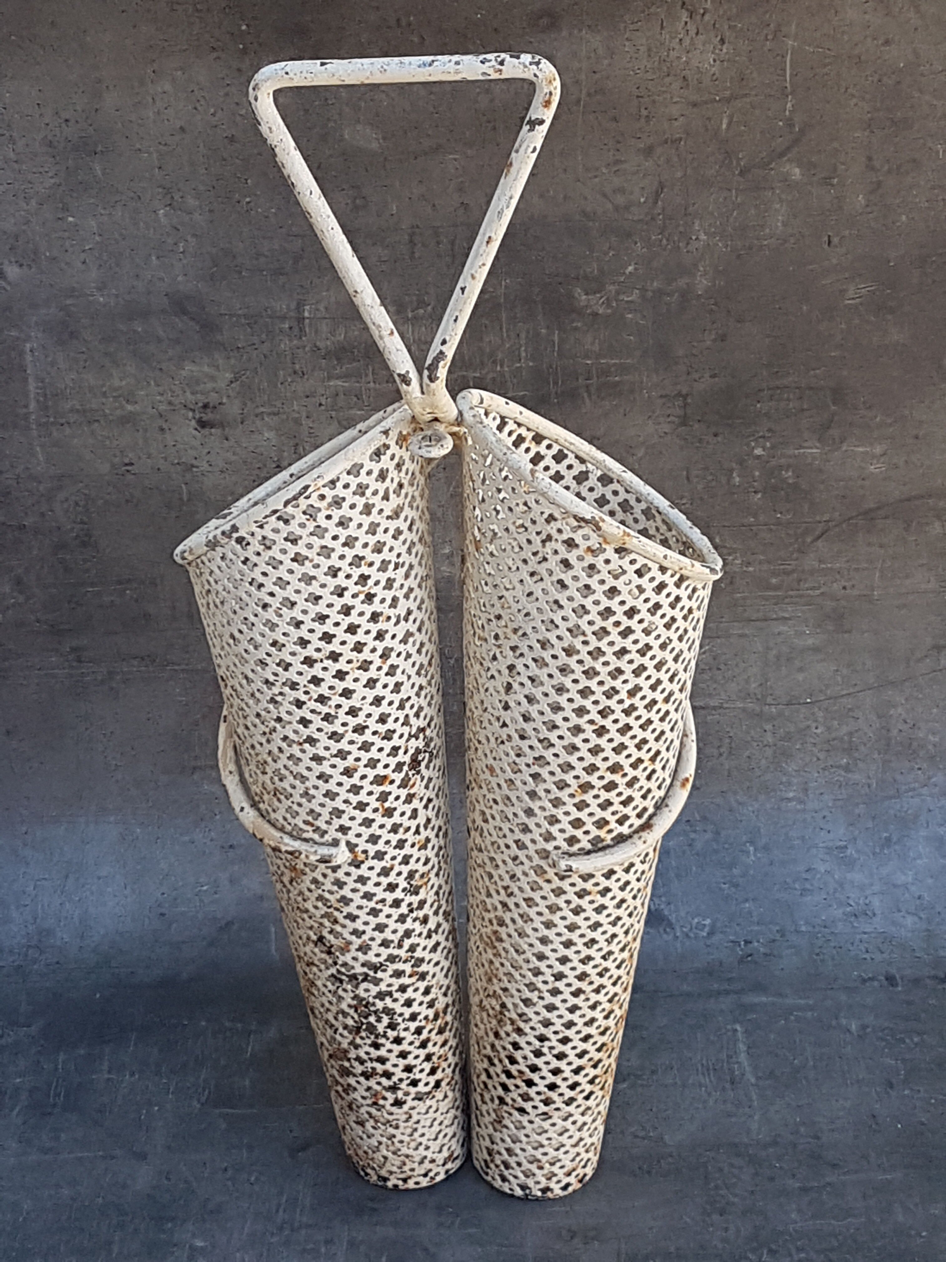 White metal double umbrella holder, Mathieu Mategot - 50s