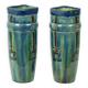 Pair of Blue Art Nouveau Vases Flemish Pottery Antiques