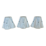 Set of 3 pale blue plastic strip lampshades, to clip onto a bulb.