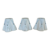 Set of 3 pale blue plastic strip lampshades, to clip onto a bulb.