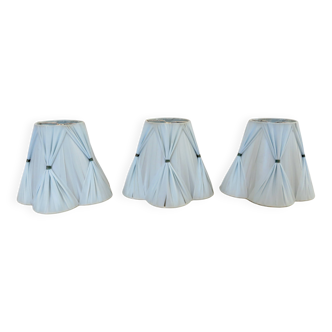 Set of 3 pale blue plastic strip lampshades, to clip onto a bulb.