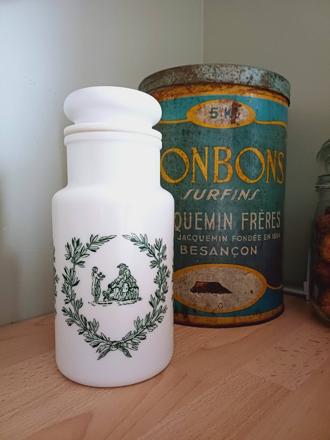 Italian opal glass jar