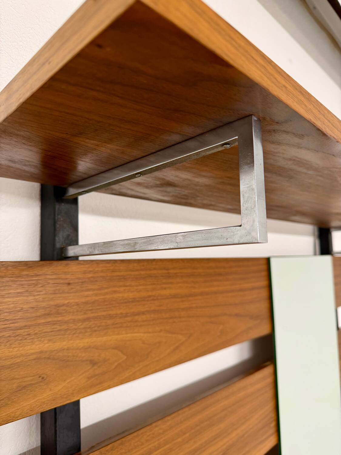 Scandinavian design teak wall unit with entrance door from the 70s