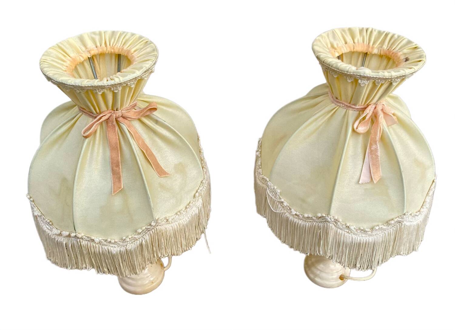 Two vintage alabaster bedside lamps