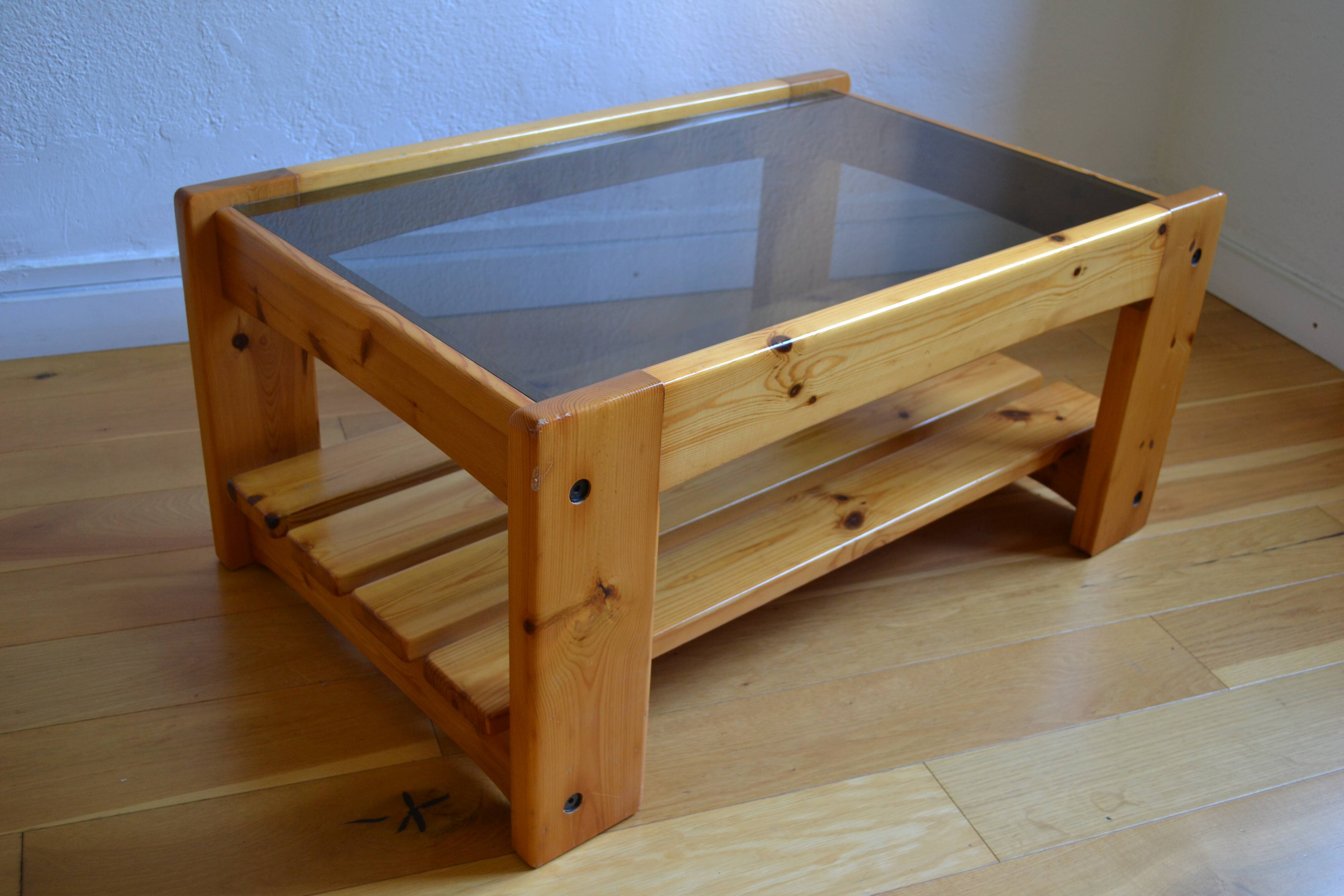 Wood and glass coffee table