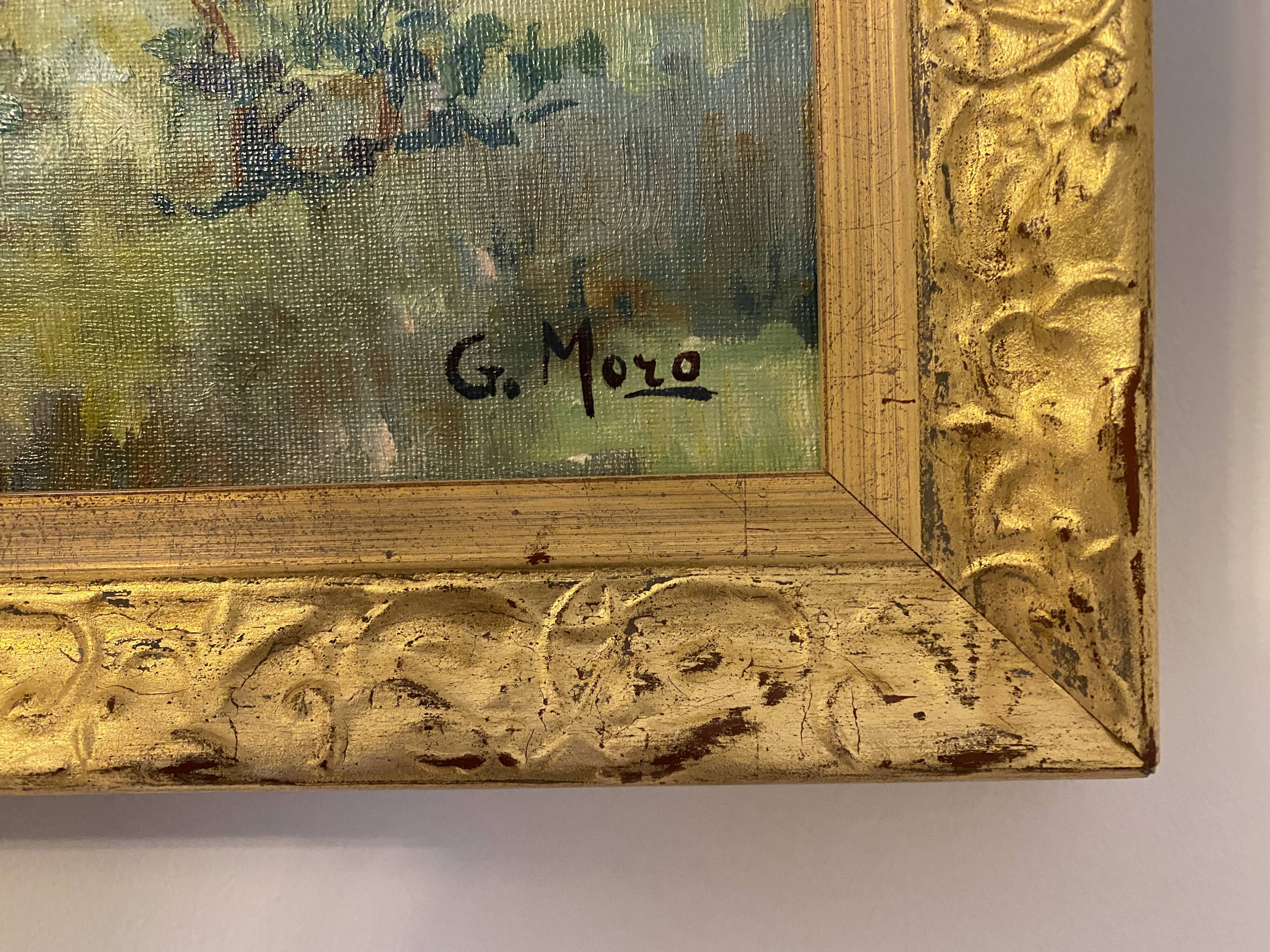 A painting representing a village in Tuscany.