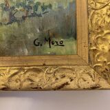 A painting representing a village in Tuscany.