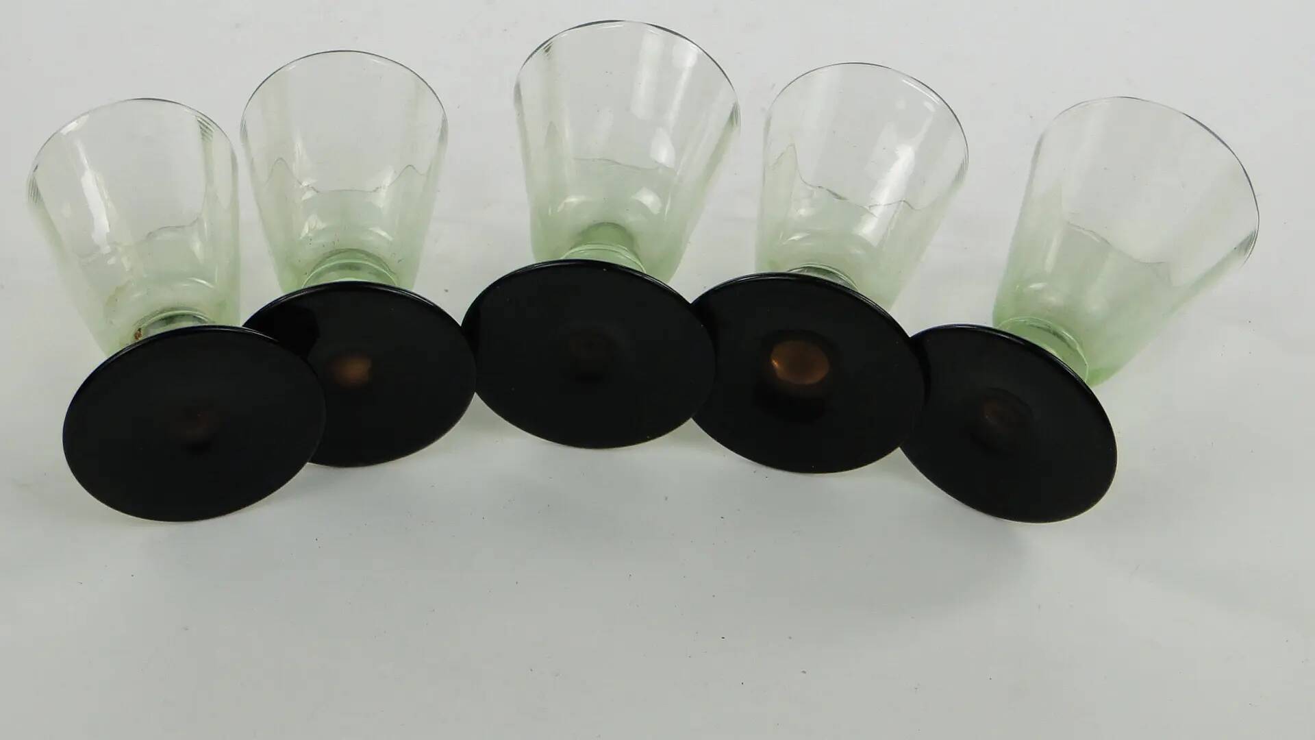 Ensemble de cinq verres, Art Déco, verre, Pologne, années 1930