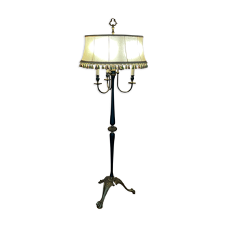 Vintage floor lamp in black and gold metal with lampshades