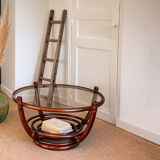 Curved rattan coffee table