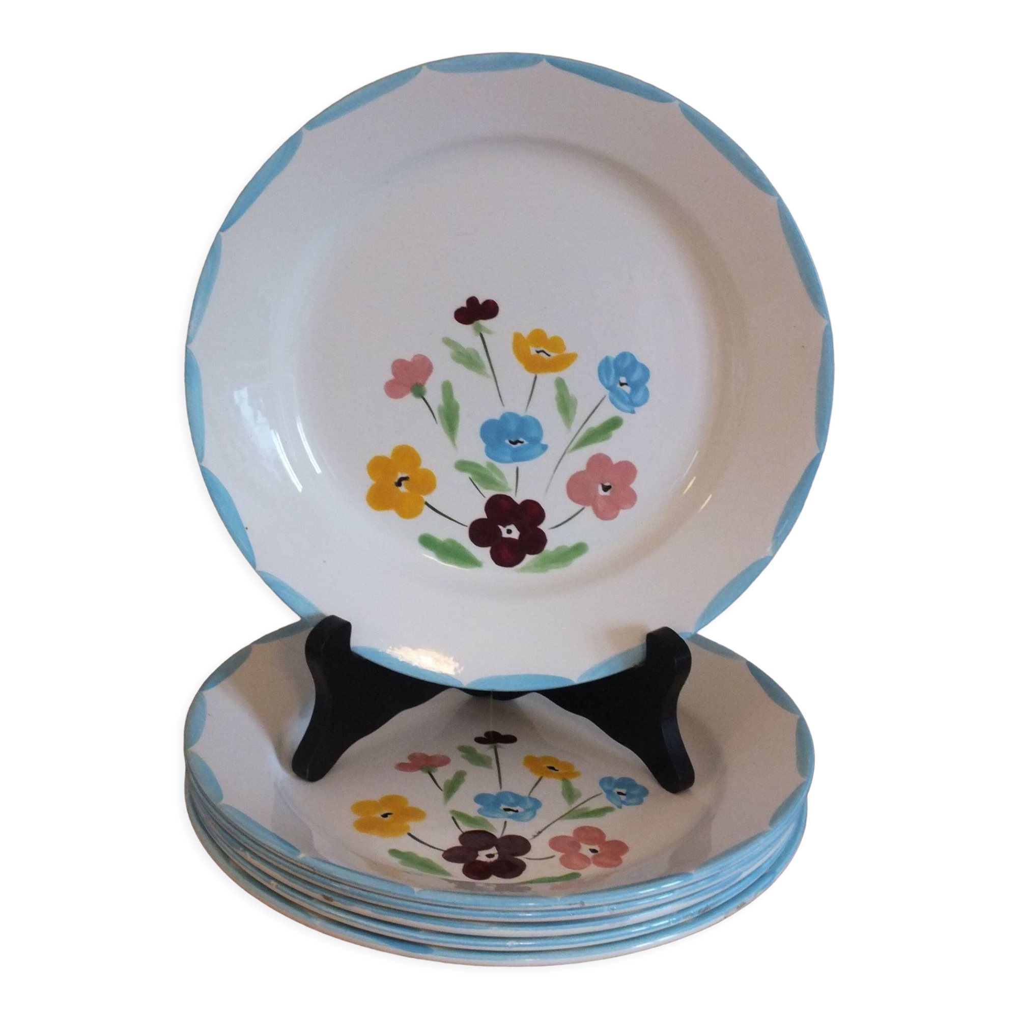 6 flat plates from the 50s Salins model Jocelyne