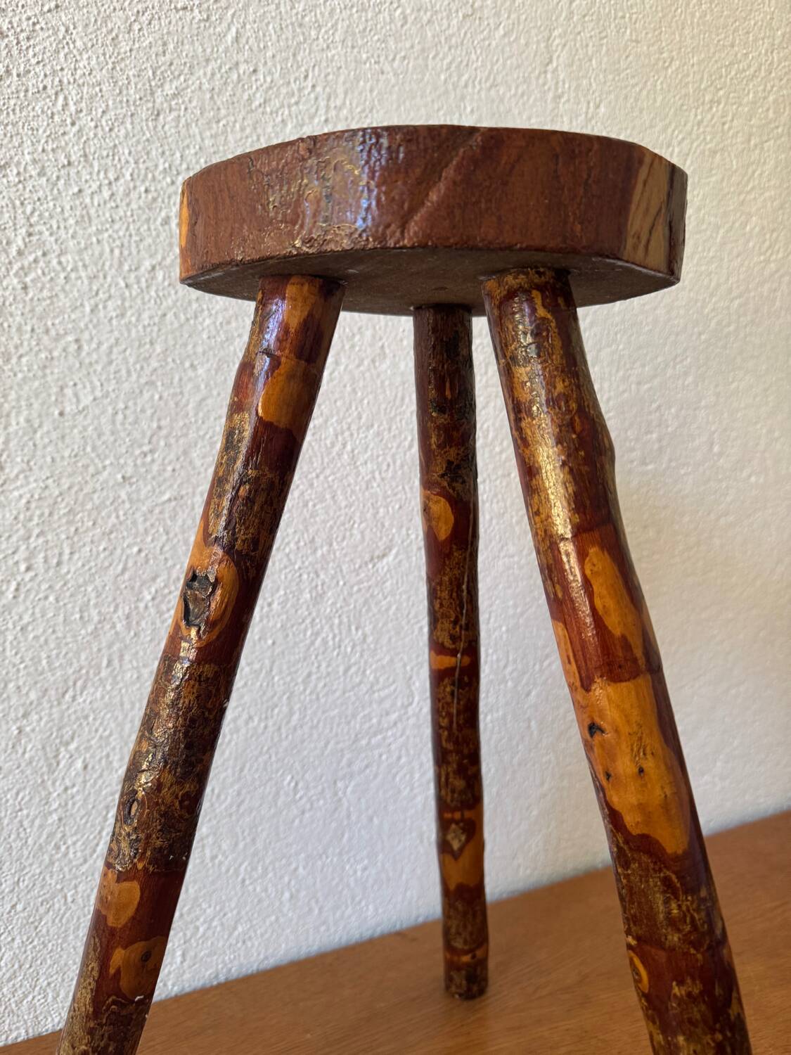 Brutalist wooden stools from the 60s