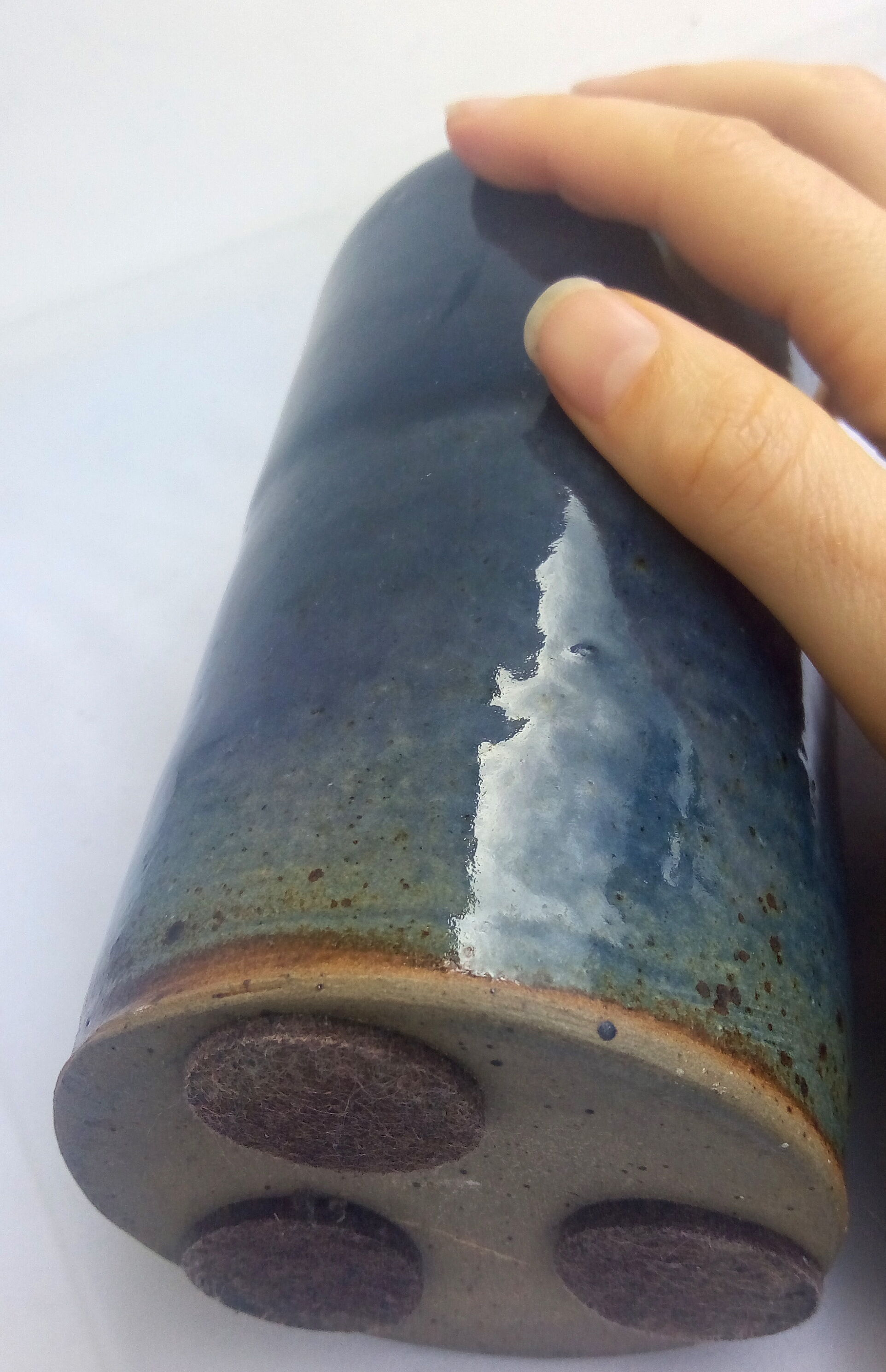 Ocean blue enamelled sandstone bottle