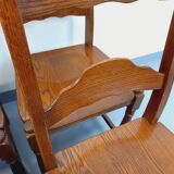 Set of 6 vintage brutalist chairs in oak wood from the 60s