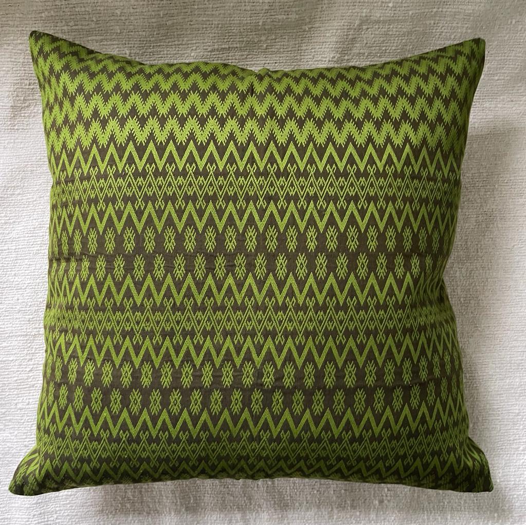 Olive green Kachin cushion 50x50 cm