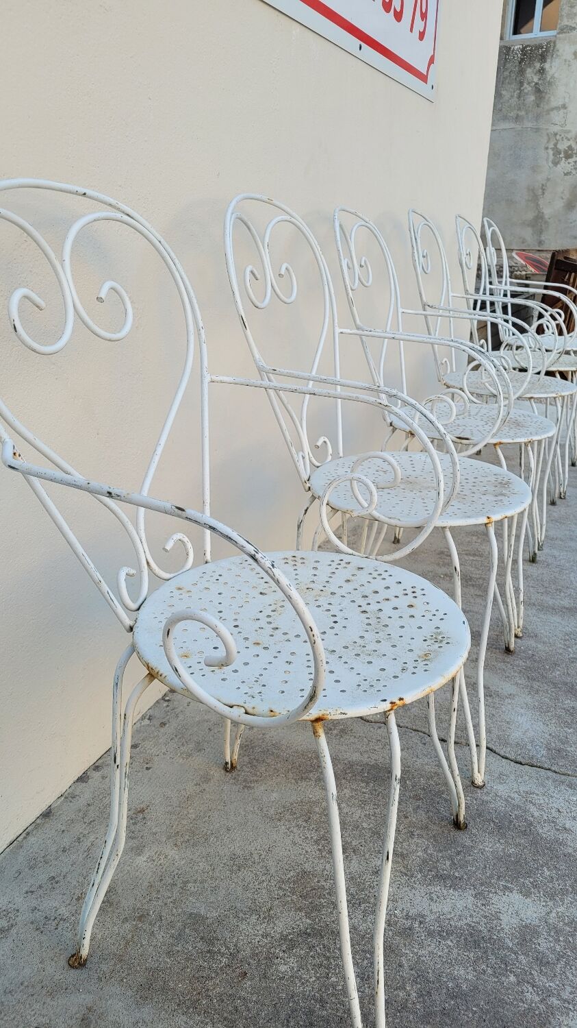 Salon de jardin série de 6 fauteuils en fer de jardin