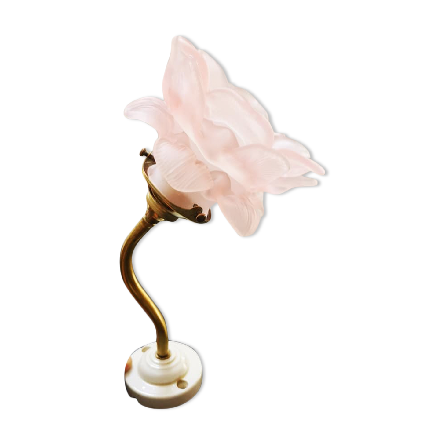 Wall lamp old tulip glass paste pink porcelain